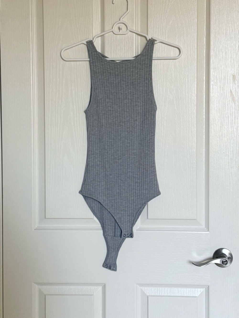Abercrombie & Fitch: Gray Ribbed Tank One-Piece Bodysuit - Size S